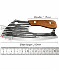 Two Piece Meat Cleaver Knife Set For Cutting Meat And Vegetables, Pro Grade Carbon Steel Cleavers with wood handle and measurements