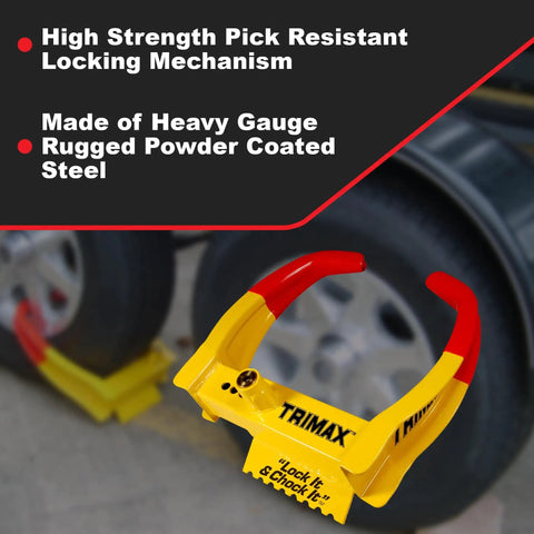 Beefy Trailer Wheel Lock Fits 6 To 10.5 Inch Tires And Heavy Gauge Powder Coated Steel Wheel Boot Lock for Trailer Car Truck RV