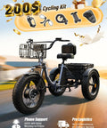 Electric Tricycle For Adults 1200W Peak Power 36V 20Ah Battery 75 Mile Range Large Rear Basket 20 Inch Fat Tire 3 Wheel Folding Ebike Max 20 MPH Lava Color Easy Fold Comfortable Daily Cruiser with front basket and rear cargo box