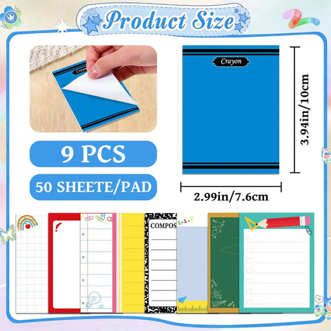 Nine Styles Sticky Notes Set For Teachers Back To School Gift With 450 Sheets Total 50 Sheets Each Must Have Classroom Desk Gear