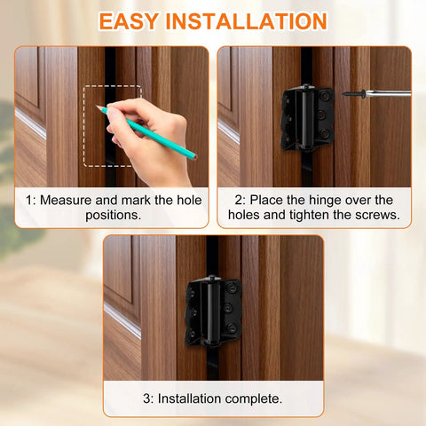 Installation steps for 8 Pack Stainless Steel Spring Self Closing Door Hinges With Reinforced Wave Steel Frame for easy setup.
