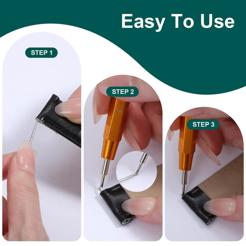 Steps to use All In One Watch Band Pins Replacement Kit With Spring Bar Tool for strap adjustment and repairs.