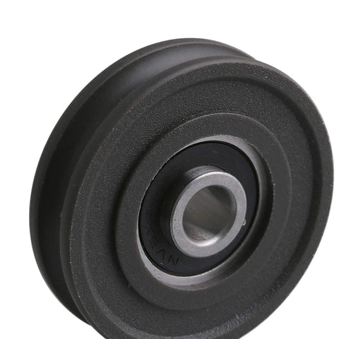 4 Pack U Type Pulley Wheel Dope Quality 0.31 By 1.77 By 0.45 Inches With 8 Mm Shaft Hole And Steel Bearings For Doors And Windows Replacement Kit Premium Fit For Sliding Doors And Windows, black steel bearing wheel