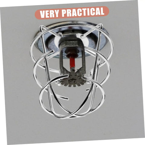 Tough As Nails 2 Pack Fire Sprinkler Head Protector Cage Heavy Duty 1/2 Inch Metal Shield, installed and secure on ceiling.