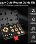 11-piece brass router bushing guide set in a black carrying case with red latch, includes assorted bushings and adapter