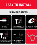 Easy installation steps for Heavy Duty Drywall Anchors And Screws Kit, 24 Pack, Holds Up To 255 Lbs, Shallow Cavity Design