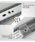 Close-up of Heavy Duty Full Extension Drawer Slides 22 Inch Pair with soft close latch and metal ball bearings.