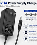 9V 1A DC Power Adapter For Digital Piano Keyboard Series With Six Point Six Foot Cord Replacement Charger front view