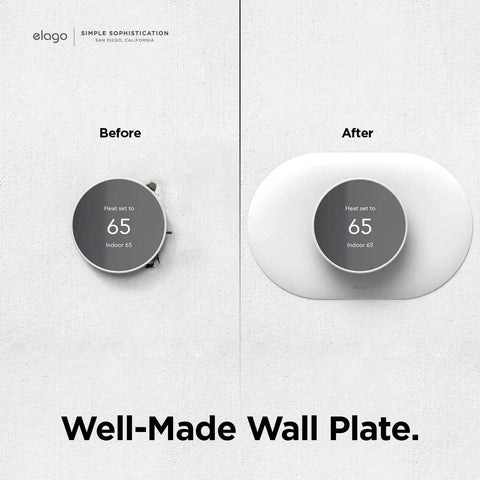 Wall Plate Cover Plus For Google Nest Thermostat 2020 Snow Durable Polycarbonate Material Easy Installation Before and After