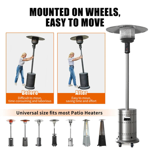 Patio Heater Wheel Kit With Stainless Steel Bracket And Two Wheels For Outdoor Gas Heaters With Round Base Replacement And Move It Easy Mobility Upgrade Durable And Simple To Move