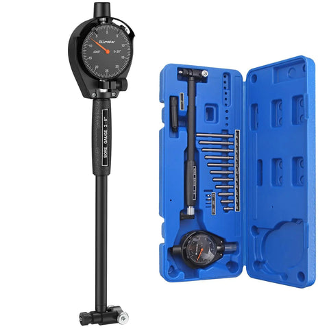 Pro Grade Dial Bore Gauge 2 To 6 Inch Kit With 0.001 Inch Accuracy And 0.25 Inch Dial Indicator, 11 Measuring Heads, Storage Case
