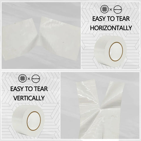 Two Pack White Duct Tape Heavy Duty With Ultra Strong Adhesive 9 Mil, 2 Inch Wide By 30 Yards Each, 60 Yards Total, shown torn