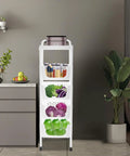 Keep Your Produce Fresh As A Daisy With This Five Tier Floor Standing Fruit And Vegetable Storage Basket Featuring Ventilated Plastic Bins to tackle kitchen clutter.