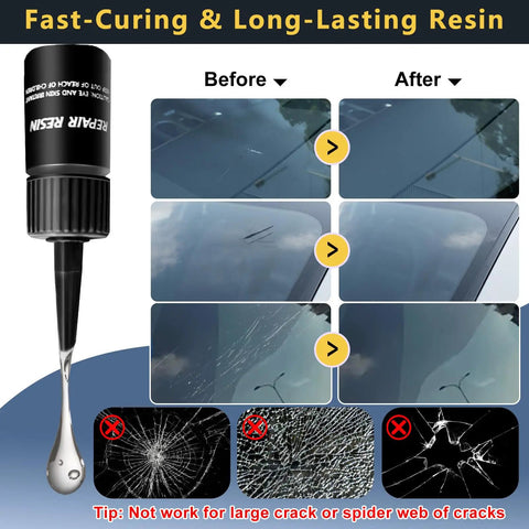 Windshield Repair Kit With Upgraded Fast Curing Resin And Pressure Syringe For Quick Fix Auto Glass Chips Cracks Star Bullseye Damage DIY Easy Use Long Lasting Glass Repair