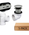 Polished Nickel Tip Toe Bathtub Drain Plug Kit With Linear Overflow Plate And Fittings 5 Pack Coarse Thread Plumbing Bundle set with fittings.