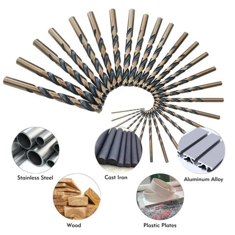 CaRoller 29-piece drill bit set, black and gold finish, 1/16-1/2 inch, HSS bits for wood, metal, plastic; storage case