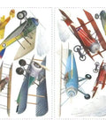 Colorful vintage airplanes in flight, part of Vintage Planes Peel And Stick Wall Decals Set Of 22 With Easy Peel And Stick Application