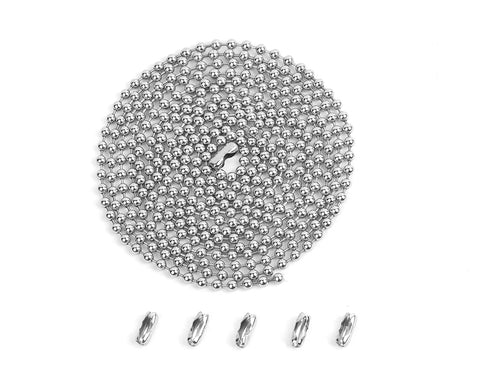 4.5 Millimeter Stainless Steel Bead Chain For Blinds And Shades With Five Connectors 3 Meters Long Replacement Chain shown coiled with connectors