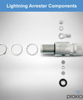 Beefed Up Coaxial Lightning Arrester components showcasing parts for outdoor antennas with N Male N Female connectors.