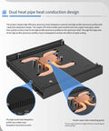 Intel Alder Lake N150 Firewall Mini Pc showing dual heat pipe heat conduction design for efficient cooling and high performance.