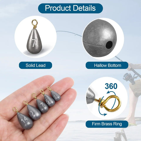 26 Piece Fishing Weights Sinkers Kit With Drop Shot Weights Lead Sinkers For Saltwater And Freshwater Catfish Weights