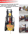 Boss Grade 3 Ton Forklift Jib Boom Crane Adapter With Smooth Zero To Seventy Five Degree Tilt and Extending Seven To Twelve Foot Telescopic Stick Paired With Dual Heavy Duty Carabiners For Quick Site Rigging, showcasing heavy-duty steel construction.