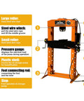 Diagram of 50 Ton Hydraulic Shop Press With Reinforced Floor Plates Hardcore H Frame Build For Steel Bending features labeled.