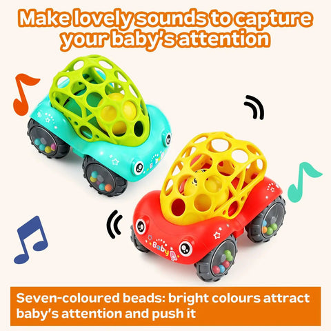 Built To Last Toddler Car Toys Set For Ages 1 To 5 Easy Grip Geometric Cars for babies featuring red and blue colors with tactile holes