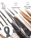Close-up of Double Hammock With Steel Stand Included 450Lb Capacity Portable Backyard Camping Garden Hammock With Premium Carry Bag And Anti Roll Balance Beams In Brown Stripes showing polyester blend fabric and reinforced metal support ring.