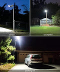 Heavy Duty Solar Security Flood Lights With Hella Bright Motion Sensor And Rock Solid Dusk To Dawn Operation IP66 Weatherproof lighting street, courtyard, and parking lot.