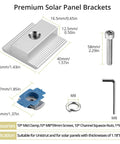 Diagram showing components of 4 Piece Solar Panel Mid Clamps For Standard Unistrut 30mm 35mm Silver Easy Install.