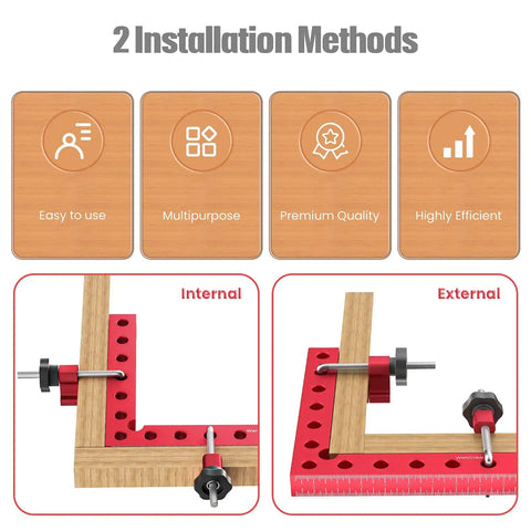 90 Degree Aluminum Woodworking Square With Imperial And Metric Laser Etched Markings, Pro Grade Right Angle Ruler, Multi Function Clamping Tool For DIY Projects, Lightweight And Corrosion Resistant, internal and external clamp use
