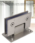 Heavy Duty Stainless Steel Glass Shower Door Hinges 90 Degree Fits 8 To 12mm Glass product with screws and wall plugs