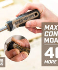 Hand holding Built Tough Multi Bit Screwdriver Featuring Double Sided Magnetized Tips And Ergonomic MOA Grip for precision use.