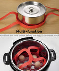 Silicone Sling Lifter Accessory For Instant Pot And Ninja Foodi Pressure Cookers Easy Lift Safe Bowls Pans Bakeware Heat Resistant Food Grade Reusable Red