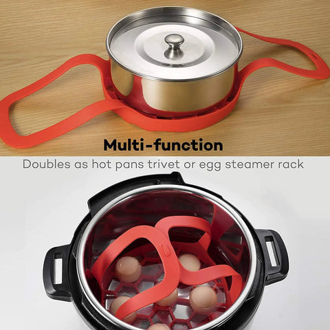 Silicone Sling Lifter Accessory For Instant Pot And Ninja Foodi Pressure Cookers Easy Lift Safe Bowls Pans Bakeware Heat Resistant Food Grade Reusable Red