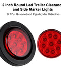 Trucker Grade 2 Inch Round LED Marker Lights 20 Pack Amber and Red With Reflectors Sealed Flush Mount Grommets close view