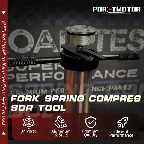 Motorcycle Fork Service Tool Kit Set C Featuring Two Tools The Fork Oil Level Tool And Spring Compressor for fork maintenance