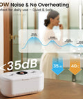 Heavy Duty Ultrasonic Jewelry Cleaner With 30W Output And 48KHz Waves To Crush Embedded Grime on wooden table showing low noise level.