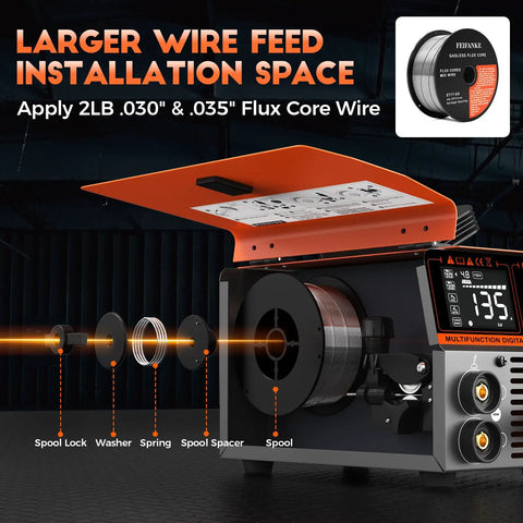 MIG Welder 110V Full Kit With 135A Synergy Flux Core Gasless MIG Lift TIG And ARC Auto Wire Feed close-up