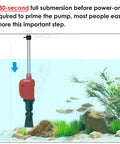 36W Electric Gravel Cleaner For Aquariums The Real Deal Automatic Fish Tank Vacuum submerged in aquarium for priming pump.