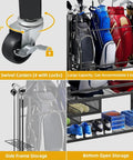 Golf Bag Storage Organizer With Wheels For Garage And Shed Holds Up To Four Bags 24 Clubs Drawer For Balls And Accessories