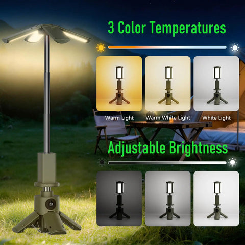 Rechargeable Camping Lantern With Telescopic Stand And USB Power Bank, 14000mAh Battery with adjustable color temperature