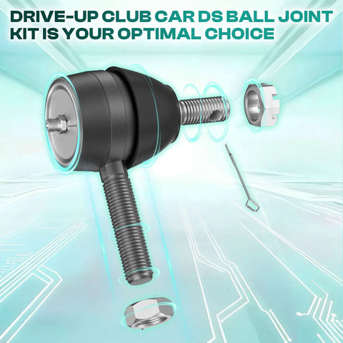 Three Piece Ball Joint Kit And Tie Rod End Set With Grease Fittings For DS Golf Carts 1976 To 2008 Replacement Steering and suspension parts, metal