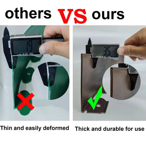 Comparison of DIY Friendly 20Ft Plastic Garden Edging Kit With 25 Stakes Four Point Five Inch Tall Lawn Border materials showing thickness