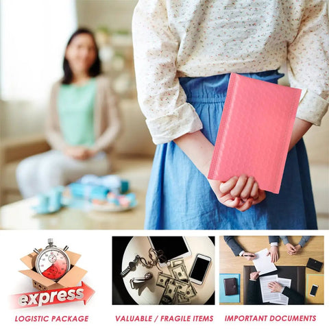 Person holding Pink Bubble Mailers Bulk Pack 60pcs Padded Envelopes 11x13 Inch With 4 Inch Sealing Flap for secure mailing