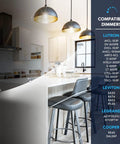 Super Sleek Two Inch Canless Led Recessed Lighting Boosts Home Vibes Featuring Deep Regressed Round Trim White And Copper 5Cct Options 1000 Lumens Dimmable Watts Wet Rated Drop Ins Pack Of Twelve in a modern kitchen with dimmer compatibility guide.