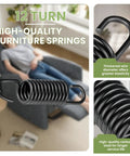 10 Pack 2.25 Inch Recliner Springs With Heavy Duty 12 Turn Coil Design For Zero Sag Sofa And Chair Replacement Parts, close-up view.