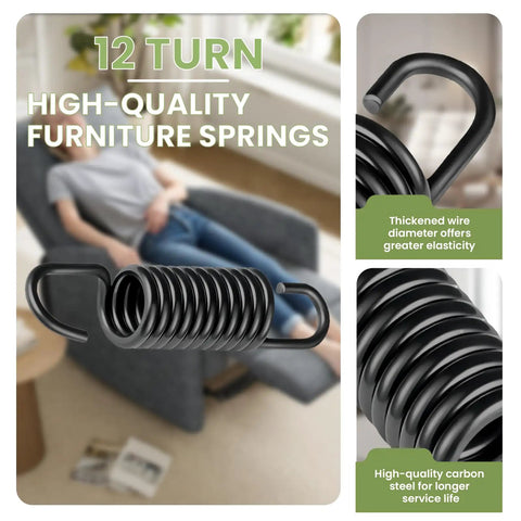 10 Pack 2.25 Inch Recliner Springs With Heavy Duty 12 Turn Coil Design For Zero Sag Sofa And Chair Replacement Parts, close-up view.