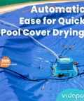 Half HP Pool Cover Pump With No Fuss Auto On Off Sensor, Submersible Sump Pump installed on blue pool cover with 25 ft power cord